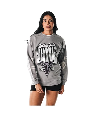 The Wild Collective Women's Gray Golden State Valkyries Double Collar Fleece Pullover Sweatshirt