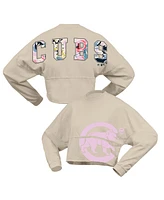 Fanatics Women's Cream Chicago Cubs Floral Preppy Cropped Long Sleeve T-Shirt
