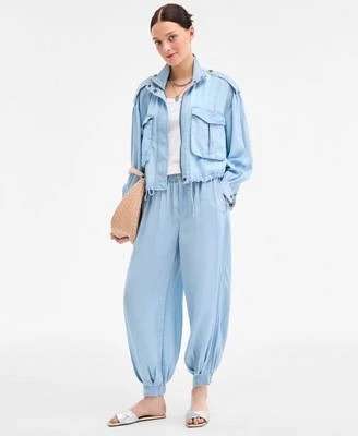 On 34th Womens Chambray Cropped Utility Jacket Cotton Tank Top Chambray Balloon Pants Exclusively At Macys