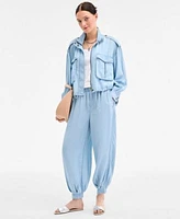 On 34th Womens Chambray Cropped Utility Jacket Cotton Tank Top Chambray Balloon Pants Exclusively At Macys