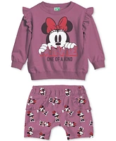 Disney Baby Girls 2-Pc. Minnie One-of-a-Kind Sweatshirt & Shorts Set