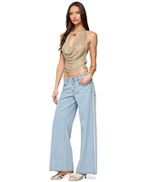 Edikted Women's Shiny Knit Cowl Neck Backless Top