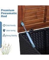 Gymax 3PCS Patio Rattan Conversation Furniture Set Yard Outdoor w/ Navy Cushions