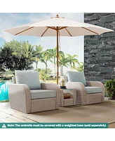 Gymax 10FT Patio Umbrella Table Market Umbrella w/ 8 Bamboo Ribs Pulley Lift & Ventilation Hole