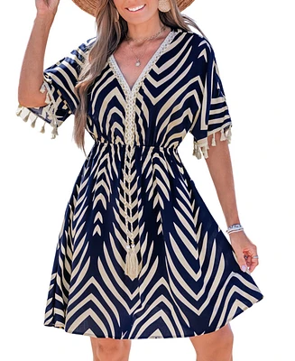 Cupshe Women's Tropic Oasis Abstract Mini Beach Dress