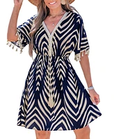 Cupshe Women's Tropic Oasis Abstract Mini Beach Dress