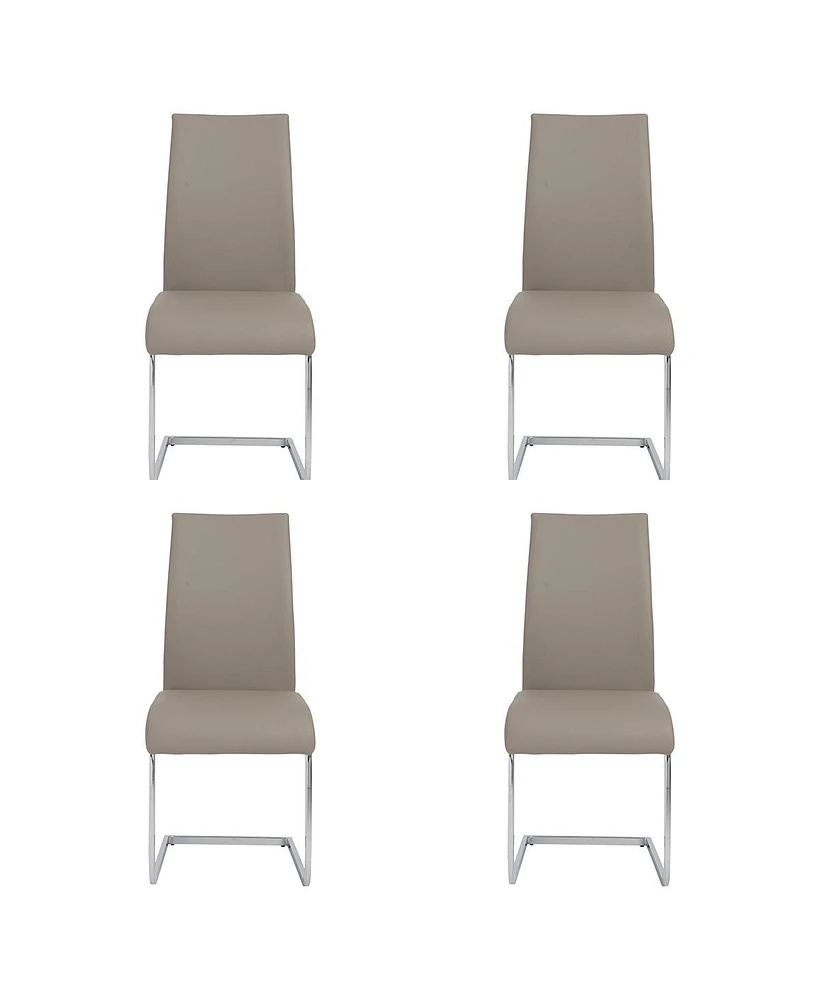 Set of 4 Faux Leather Long Back Cantilever Chairs for Dining Room or Office