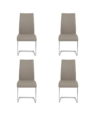 Set of 4 Faux Leather Long Back Cantilever Chairs for Dining Room or Office