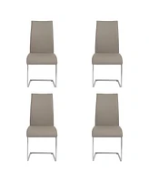 Set of 4 Faux Leather Long Back Cantilever Chairs for Dining Room or Office