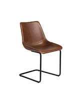 Set of 2 Faux Leather Cantilever Chairs for Dining Room or Office Seating