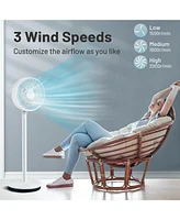 9 Inch Portable Oscillating Pedestal Floor Fan with Adjustable Heights and Speeds