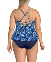 Lands' End Plus Lace-up Flutter Tankini Swimsuit Top