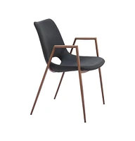 Set of Two Upholstered Faux Leather Open Back Dining Arm Chairs