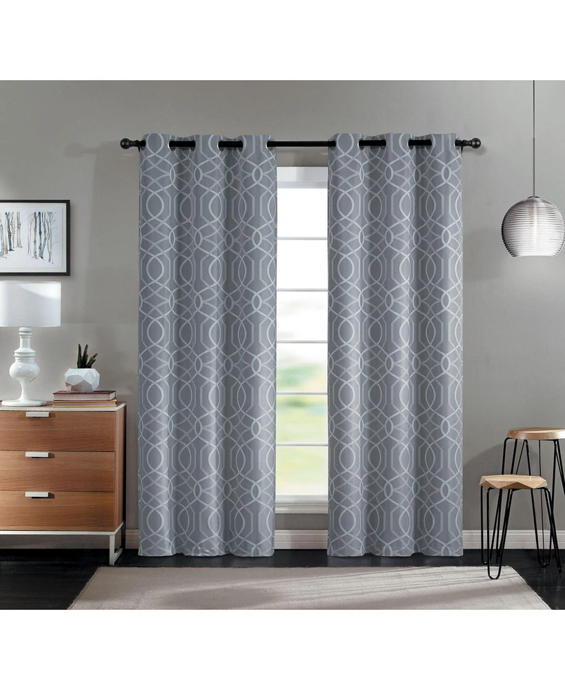 Kate Aurora Modern Living 2 Pack Aries Geometric Light Reducing Grommet Curtains