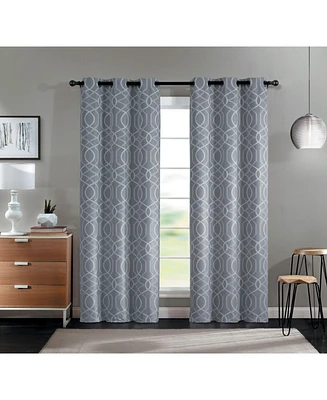Kate Aurora Modern Living 2 Pack Aries Geometric Light Reducing Grommet Curtains