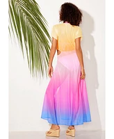 Swimsuits for All Plus Twist Front Mesh Cut-Out Cover Up Dress