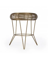 Contemporary Round Top End Table with Wire Base for Living Room
