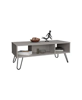 Selma Coffee Table with 4 Legs and 2 Shelves, Taupe