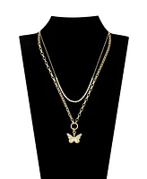 Unwritten Cubic Zirconia Tennis Butterfly Layered Necklace Set