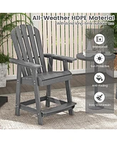 Gymax 4PCS Bar Stool Hdpe Chair w/ Armrest Footrest Home Indoor Outdoor Patio