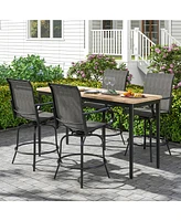 Gymax Outdoor Swivel Bar Stool Set of 2 w/Breathable Fabric and Heavy Duty Metal Frame Navy