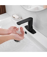 Automatic Sensor Touchless Single Hole Bathroom Sink Faucet With Temperature Mixing Valve