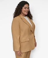 Dkny Plus Sueded Canvas One-Button Blazer