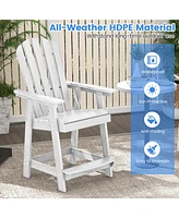 Gymax 2PCS Bar Stool Hdpe Chair w/ Armrest Footrest Home Indoor Outdoor Patio