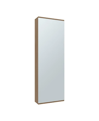 Baltimore Wall Mounted Shoe Rack, Mirror, Single Door, Ten Shoes Capacity,Natural Oak
