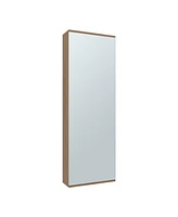 Baltimore Wall Mounted Shoe Rack, Mirror, Single Door, Ten Shoes Capacity,Natural Oak