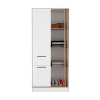 Ferndale Armoire, 1 Door, 1 Drawer, 4 Shelves, White/Natural Oak