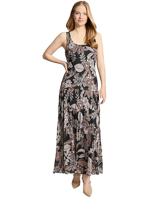 Jones New York Petite Printed Scoop-Neck Tiered Dress