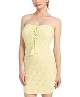 Guess Women's Isabella Pointelle Lace-Up Mini Dress