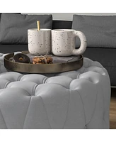 Round Tufted Ottoman Coffee Table with Velvet Upholstery Upholstered Foot Stool for Living Room Entryway or Bedroom Vanity Seating-The Pop Home