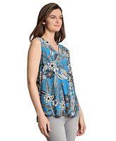 Jones New York Petite Floral-Print Sleeveless V-Neck Top