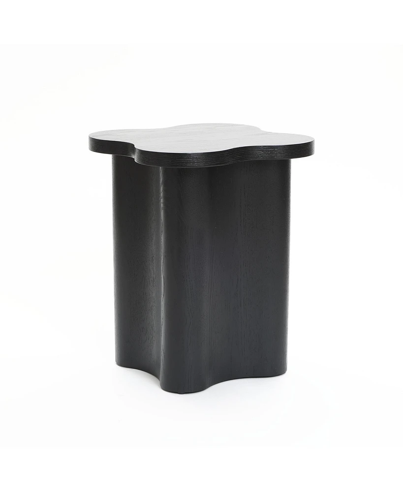LuxenHome Black Modern Cloverleaf Mdf Wood Side Table