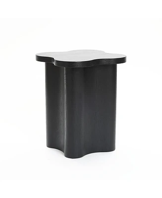 LuxenHome Black Modern Cloverleaf Mdf Wood Side Table