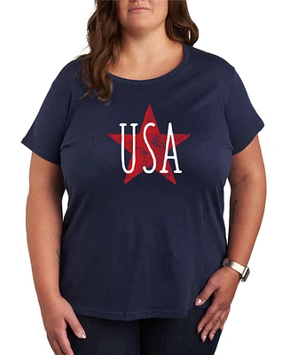 Hybrid Apparel Plus Americana Usa Star Graphic Crew Neck T-Shirt