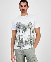 Guess Men's Urban Palm Tree Short Sleeve Crewneck Graphic T-Shirt