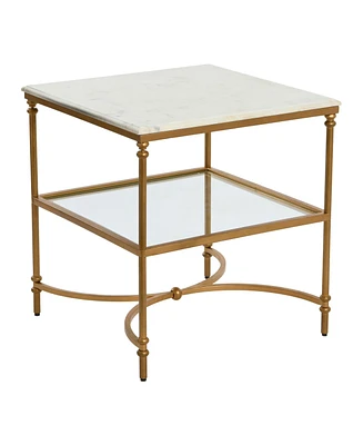 Creative Co-op 24" Marble and Metal Libertine Genuine Ogee Edge Square End Table