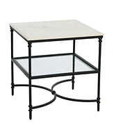 Creative Co-op 24" Libertine Genuine Marble and Metal Ogee Edge Square End Table