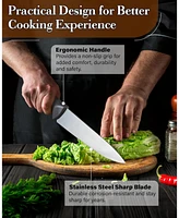 Cook N Home Multi-Purpose 8-Inch Straight Edge High Carbon Stainless Steel Sharp Chef's Knife ,Ergonomic Handle, Black