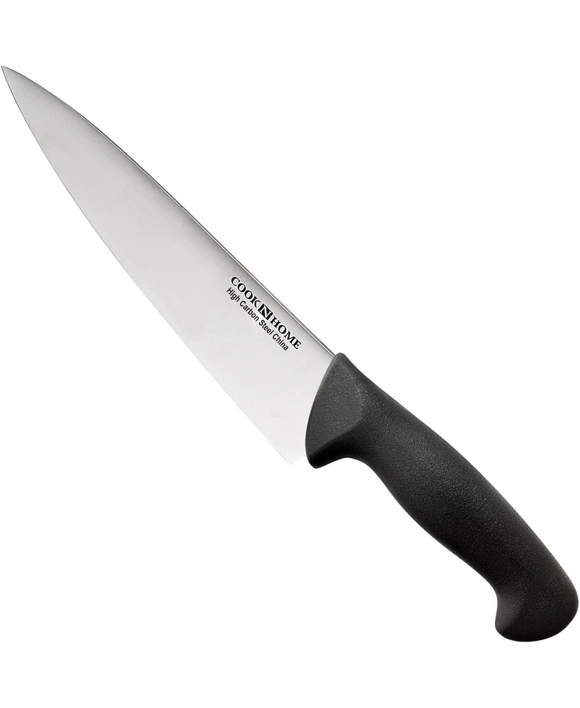 Cook N Home Multi-Purpose 8-Inch Straight Edge High Carbon Stainless Steel Sharp Chef's Knife ,Ergonomic Handle, Black