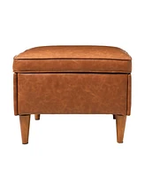 Creative Co-op 23.7" Solid Wood Atley Upholstered Modern Ottoman