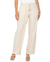 Liverpool Los Angeles Women's Striped Drawstring-Waist Wide Leg Pants