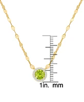 Peridot (7/8 ct. t.w.) & Lab Grown White Sapphire (1/10 ct. t.w.) Round Halo 18" Pendant Necklace in 14k Gold over Sterling Silver