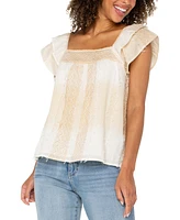 Liverpool Los Angeles Women's Printed Textured Woven Cotton Blouse