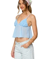 Edikted Women's Ruffle Sheer Chiffon Babydoll Tank Top