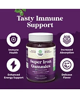 Iron Gummy | Chewable Iron Supplement for Women and Men | with Vitamin C for Higher Absorption | Grape Flavor | 90ct