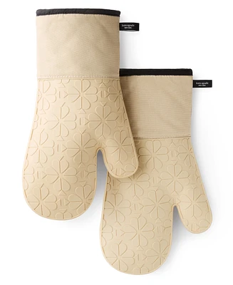kate Spade new york Flower Soft Silicone Oven Mitt Set, 7" x 13"